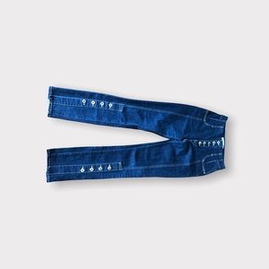 Jonathan Simkhai blue jeans front gold buttons 24 like Balmain